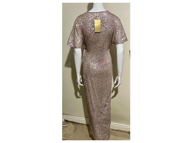Jenny Packham Abito maxi avvolgente con paillettes dorate D'oro Metallico - vista 3