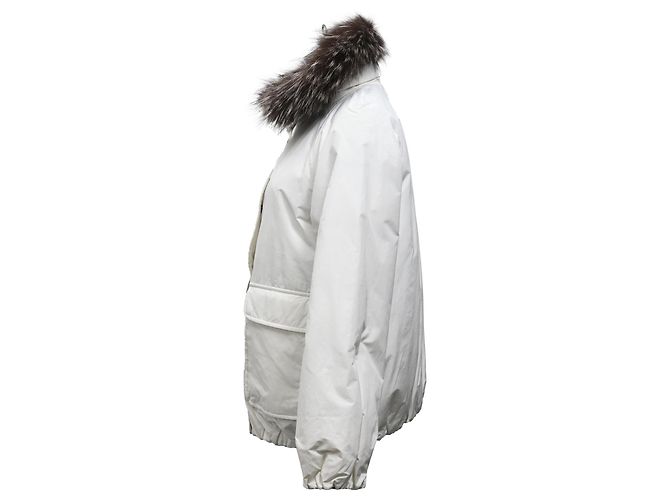 Brunello Cucinelli Reversible Down Jacket in White Polyamide Cream - view 2
