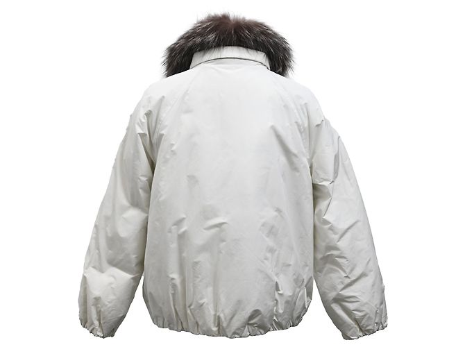 Brunello Cucinelli Reversible Down Jacket in White Polyamide Cream - view 3
