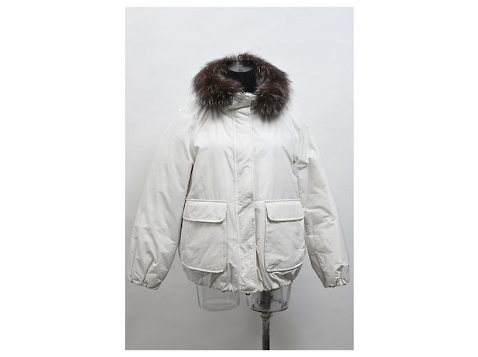 Brunello Cucinelli Reversible Down Jacket in White Polyamide Cream - view 6