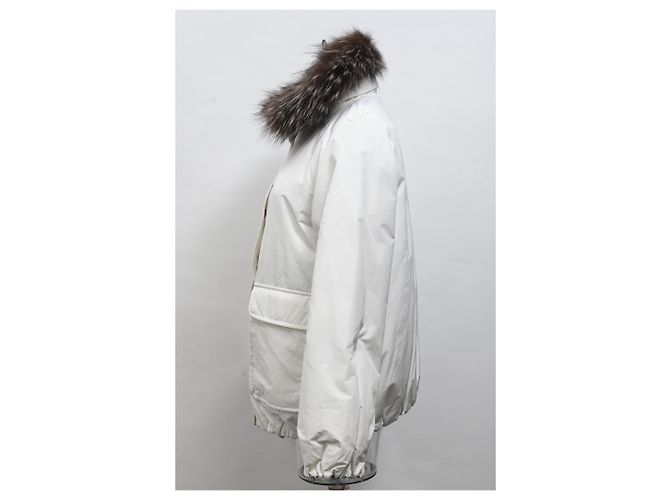 Brunello Cucinelli Reversible Down Jacket in White Polyamide Cream - view 7