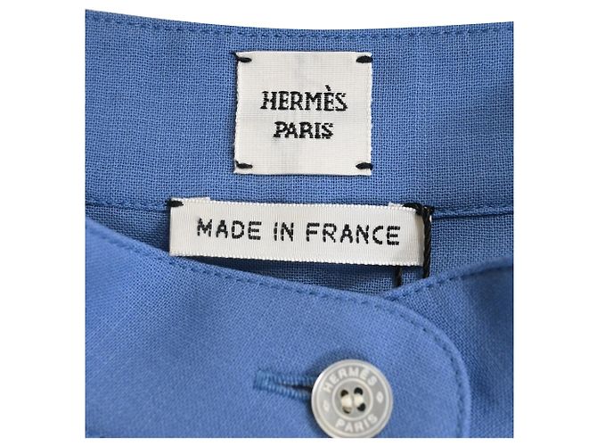 Abito camicia midi oversize di Hermès in lana blu Blu chiaro - vista 4