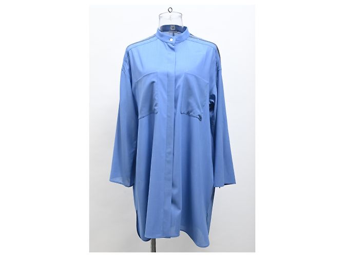 Abito camicia midi oversize di Hermès in lana blu Blu chiaro - vista 6