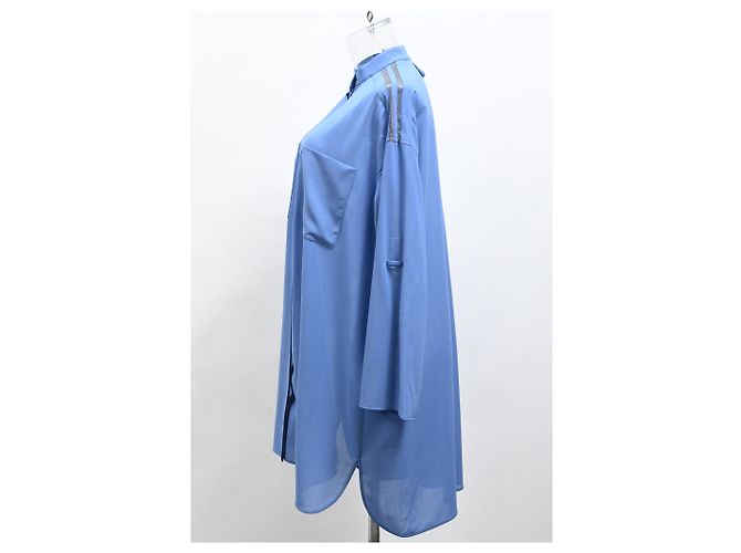 Abito camicia midi oversize di Hermès in lana blu Blu chiaro - vista 7