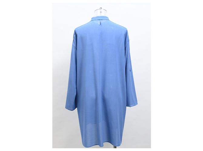Abito camicia midi oversize di Hermès in lana blu Blu chiaro - vista 8