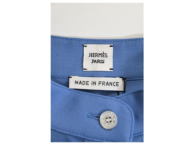 Abito camicia midi oversize di Hermès in lana blu Blu chiaro - vista 9