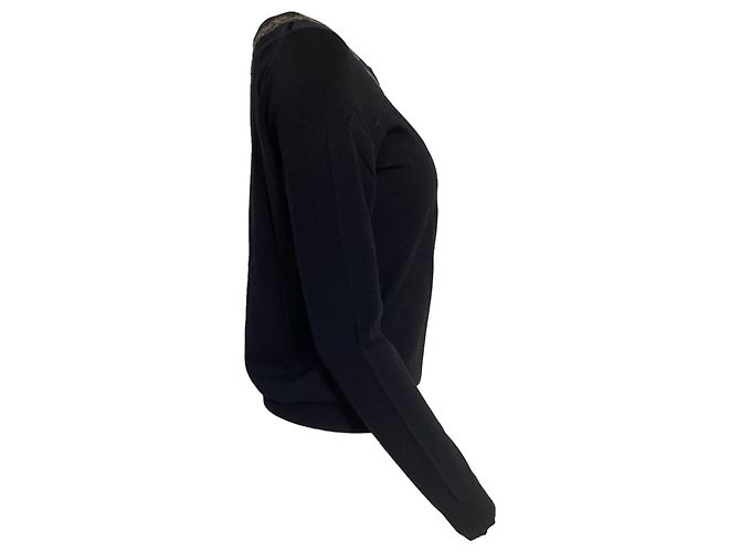 Cardigan con bottone sicuro Saint Laurent in lana nera Nero - vista 3