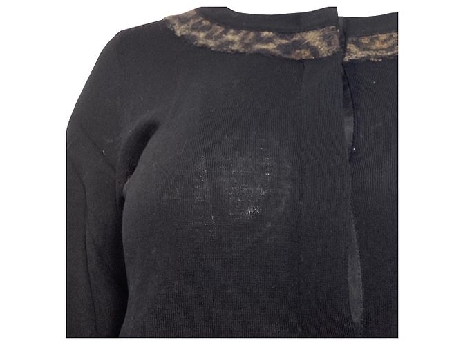 Cardigan con bottone sicuro Saint Laurent in lana nera Nero - vista 4