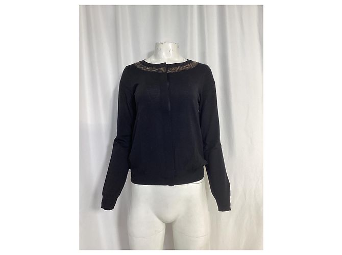 Cardigan con bottone sicuro Saint Laurent in lana nera Nero - vista 7
