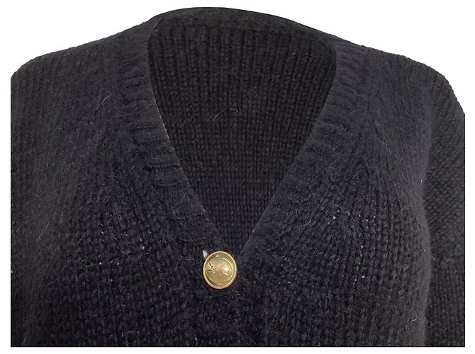 Schwarze Woll-Cardigans mit verzierten Knöpfen von Saint Laurent - Ansicht 4