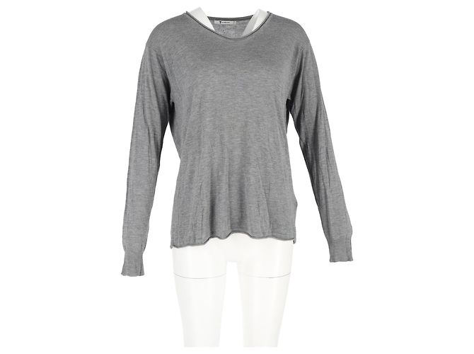 Camiseta de manga larga con cuello redondo Alexander Wang en algodón gris - vista 4