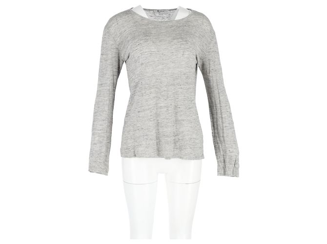 Camiseta de manga larga con cuello redondo Alexander Wang en algodón gris - vista 4
