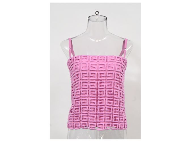 Givenchy Guipure 4g Camisole Bluse aus Rosa Wolle Braun Pink - Ansicht 6
