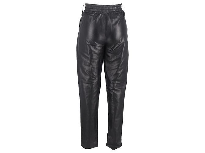 Pantalones tapered de cuero negro con cinturón acentuado de Alberta Ferretti - vista 3
