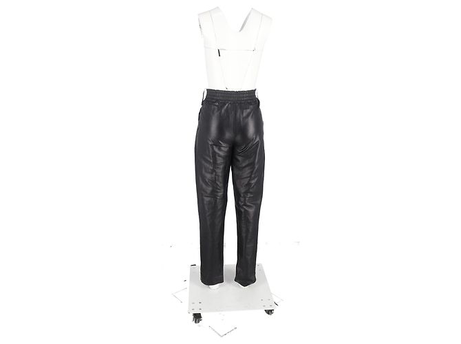 Pantalones tapered de cuero negro con cinturón acentuado de Alberta Ferretti - vista 6