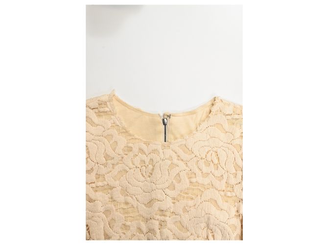 Vestido midi de encaje floral Dolce & Gabbana en algodón crema Blanco Crudo - vista 10