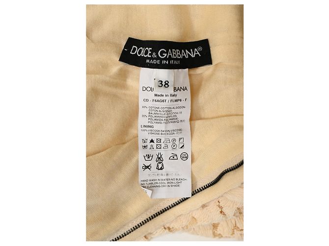 Vestido midi de encaje floral Dolce & Gabbana en algodón crema Blanco Crudo - vista 16