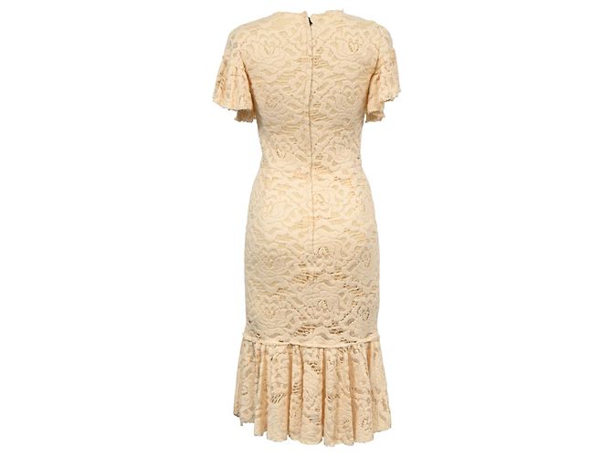 Vestido midi de encaje floral Dolce & Gabbana en algodón crema Blanco Crudo - vista 5
