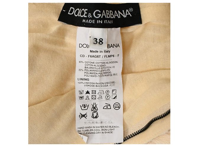 Vestido midi de encaje floral Dolce & Gabbana en algodón crema Blanco Crudo - vista 7