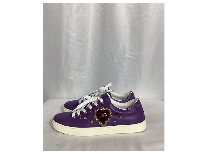 Dolce & Gabbana Tênis Sacred Heart Dolce e Gabbana em couro roxo - vista 12