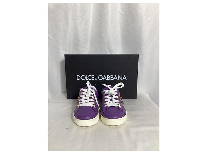 Dolce & Gabbana Tênis Sacred Heart Dolce e Gabbana em couro roxo - vista 15