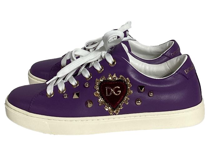 Dolce & Gabbana Tênis Sacred Heart Dolce e Gabbana em couro roxo - vista 4