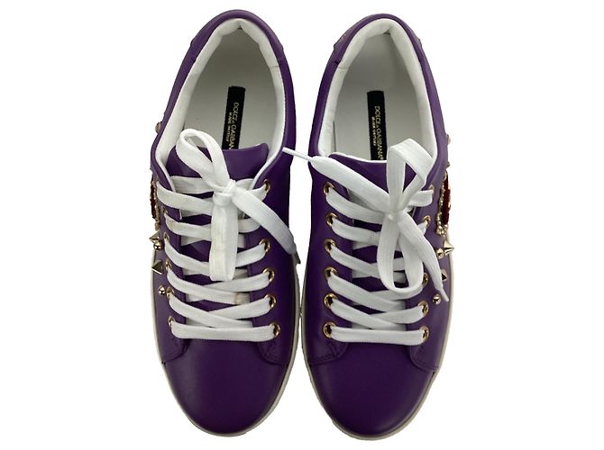 Dolce & Gabbana Tênis Sacred Heart Dolce e Gabbana em couro roxo - vista 5