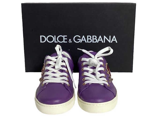 Dolce & Gabbana Tênis Sacred Heart Dolce e Gabbana em couro roxo - vista 7