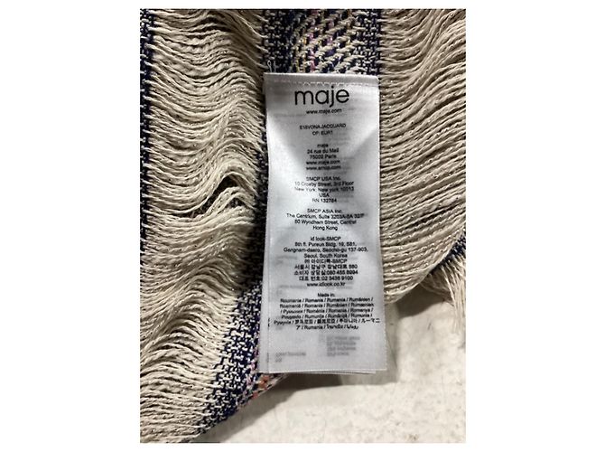 Poncho a righe con frange Maje Vona in cotone multicolore - vista 11