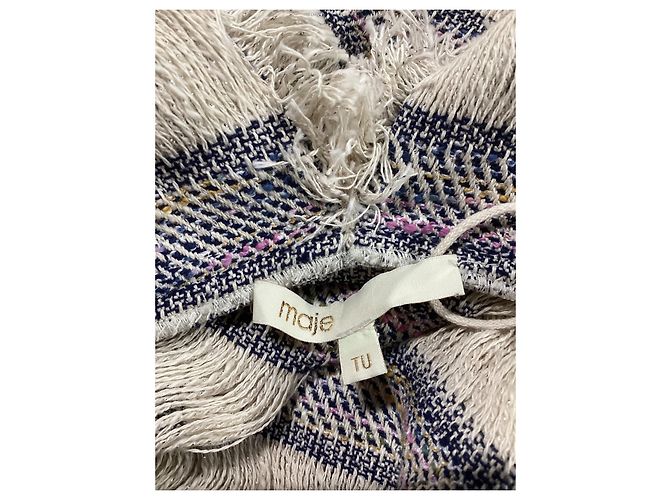 Poncho a righe con frange Maje Vona in cotone multicolore - vista 12