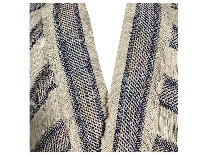 Poncho a righe con frange Maje Vona in cotone multicolore - vista 3
