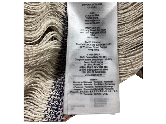Poncho a righe con frange Maje Vona in cotone multicolore - vista 5