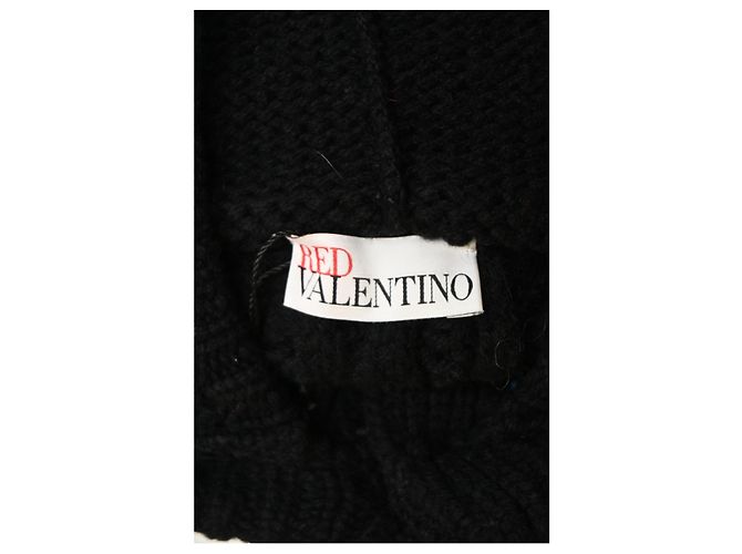 Red Valentino Rot Valentino bestickter Fransen-Cardigan aus schwarzer Wolle - Ansicht 10