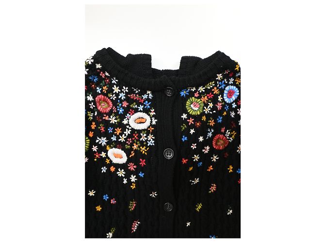 Red Valentino Rot Valentino bestickter Fransen-Cardigan aus schwarzer Wolle - Ansicht 11