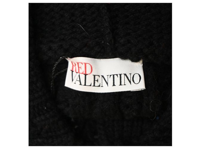Red Valentino Rot Valentino bestickter Fransen-Cardigan aus schwarzer Wolle - Ansicht 4