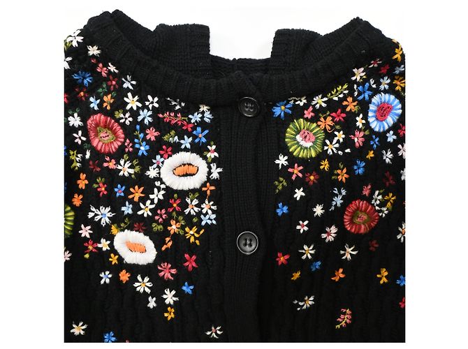 Red Valentino Rot Valentino bestickter Fransen-Cardigan aus schwarzer Wolle - Ansicht 5