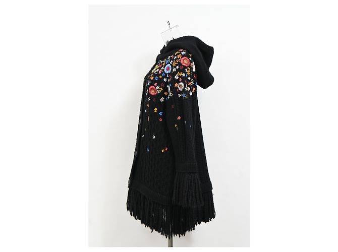Red Valentino Rot Valentino bestickter Fransen-Cardigan aus schwarzer Wolle - Ansicht 8