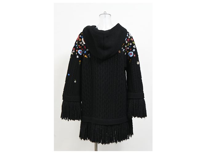 Red Valentino Rot Valentino bestickter Fransen-Cardigan aus schwarzer Wolle - Ansicht 9