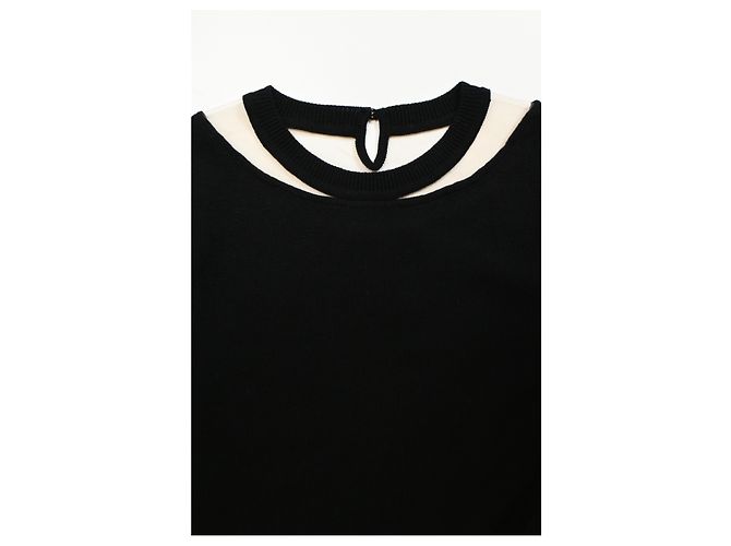 Oscar de la Renta Illusion Cutout Peplum Pullover aus schwarzer Wolle - Ansicht 10