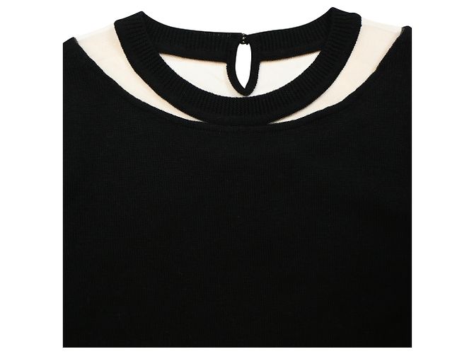 Oscar de la Renta Illusion Cutout Peplum Pullover aus schwarzer Wolle - Ansicht 5