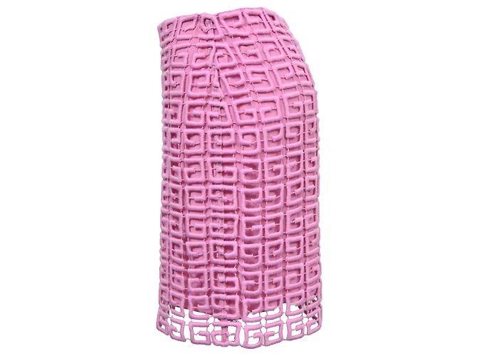 Minifalda de encaje guipur rosa de lana con logo 4G de Givenchy Castaño - vista 2