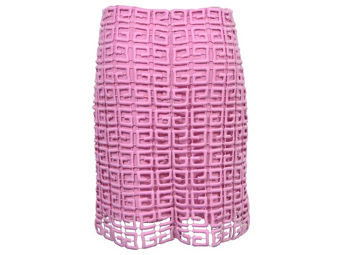 Minifalda de encaje guipur rosa de lana con logo 4G de Givenchy Castaño - vista 3