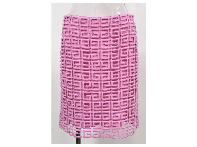 Minifalda de encaje guipur rosa de lana con logo 4G de Givenchy Castaño - vista 5