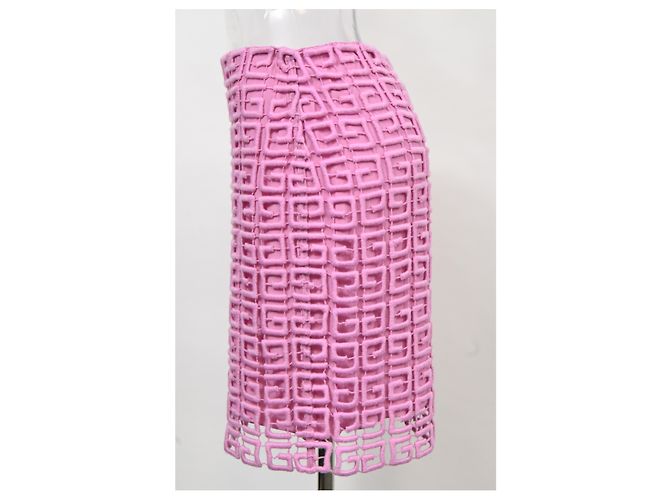 Minifalda de encaje guipur rosa de lana con logo 4G de Givenchy Castaño - vista 6