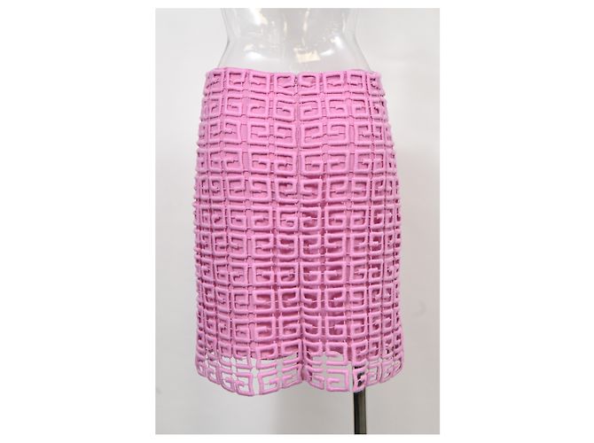 Minifalda de encaje guipur rosa de lana con logo 4G de Givenchy Castaño - vista 7