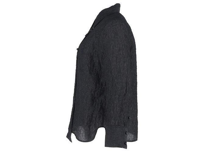 Camisa de placket largo em jacquard Ganni em poliéster preto - vista 2
