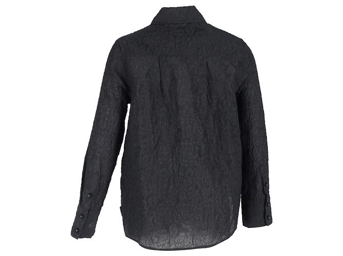 Camisa de placket largo em jacquard Ganni em poliéster preto - vista 3
