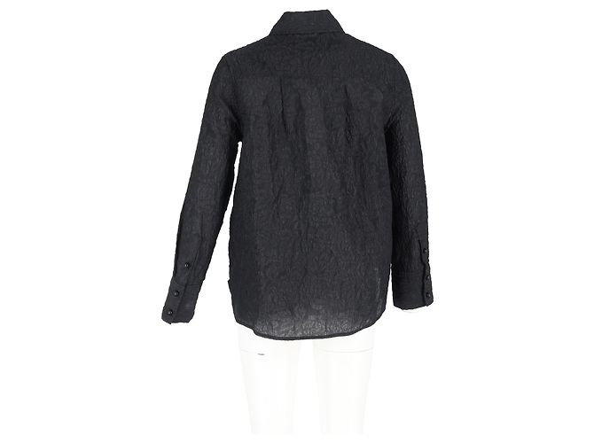 Camisa de placket largo em jacquard Ganni em poliéster preto - vista 6