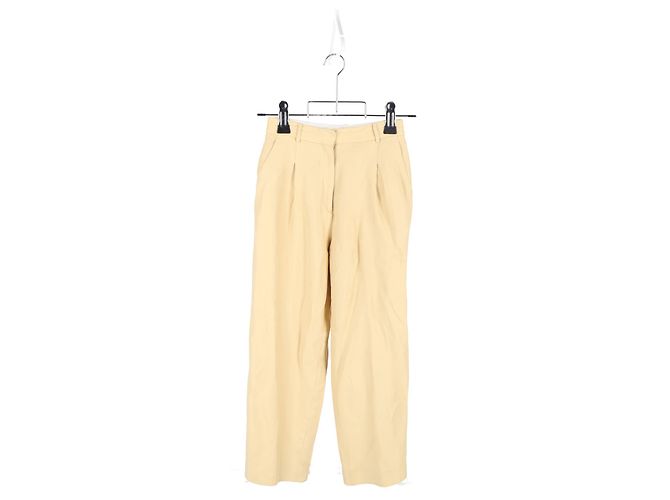 Sandro Paris Wide-Leg Trousers in Yellow Cotton - view 4