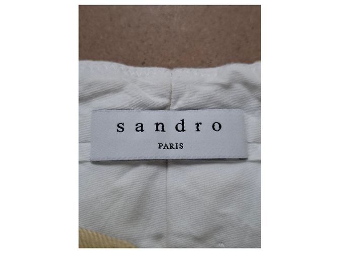 Sandro Paris Wide-Leg Trousers in Yellow Cotton - view 6